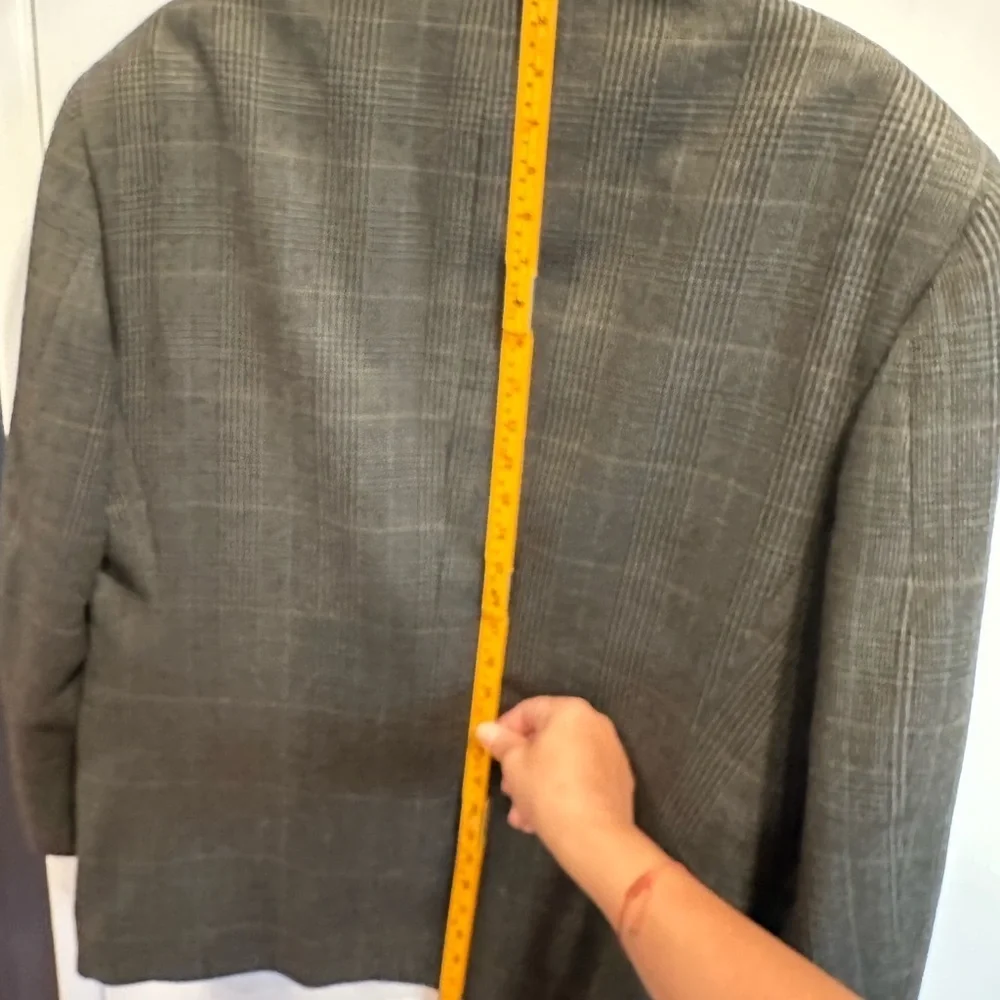 Alfani Vintage Men's Gray Wool Plaid Blazer 40R